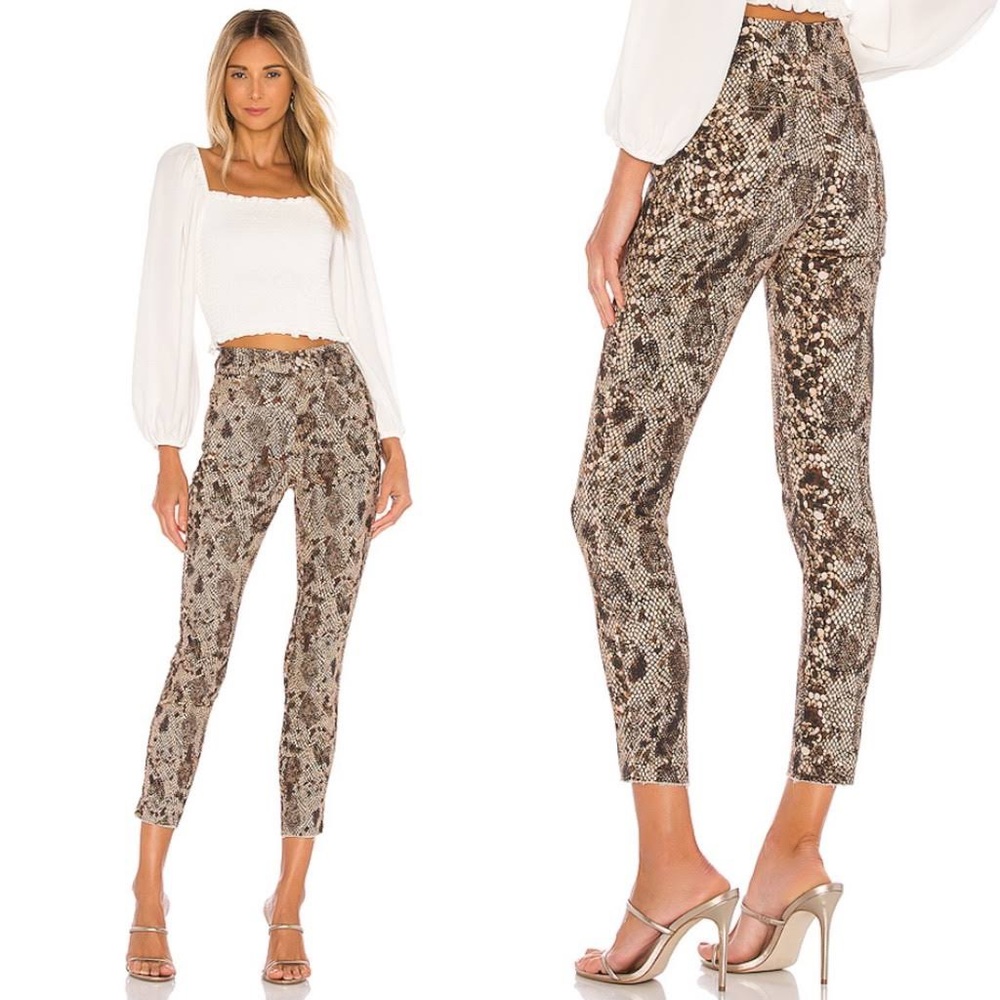 Free People High Raw Hem High Rise Snake Printed Jean